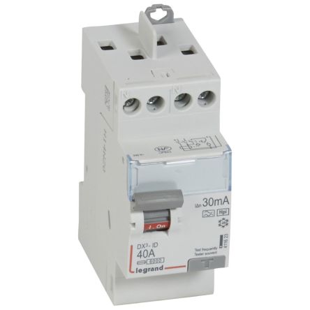 Legrand MCB, 2P, 40A, Type F, 230V AC [411623]; 255-2330