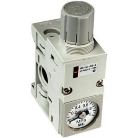 SMC 6 mm Tubing Pneumatic Regulator - 0.5bar to 7bar, 10bar max. input [ARM11AB1-R05-A]; 255-2425