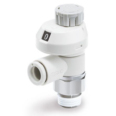 SMC AS1201FS1 Series Threaded, Tube Flow Controller, M5 Inlet Port, M5 x 0.8mm Tube Inlet Port x M4 Outlet Port x 8mm [AS1201FS1-M5E-04]; 255-2456