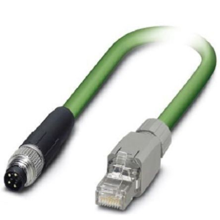 Phoenix Contact, 500mm Cat5, Green M8 to Male RJ45 Male, Shielded Shielded, Terminated [1402452]; 255-8504