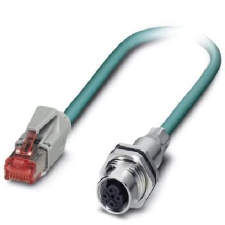 Phoenix Contact, 1m Cat5e, Blue M12 to Female RJ45 Male, Shielded Shielded, Terminated [1404206]; 255-8513
