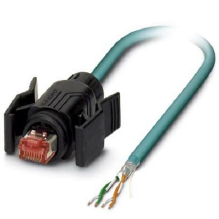 Phoenix Contact, 5m Cat5e, Blue RJ45 to Male Unterminated, Shielded Shielded, Terminated [1405714]; 255-8524