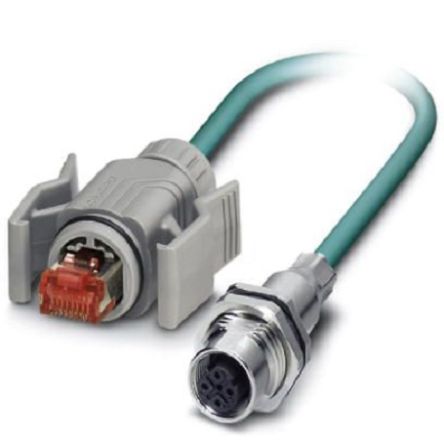 Phoenix Contact, 2m Cat5e, Green M12 to Male RJ45 Male, Shielded Shielded, Terminated [1406247]; 255-8530