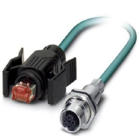 Phoenix Contact, 2m Cat5e, Blue M12 to Male RJ45 Male, Shielded Shielded, Terminated [1406399]; 255-8532
