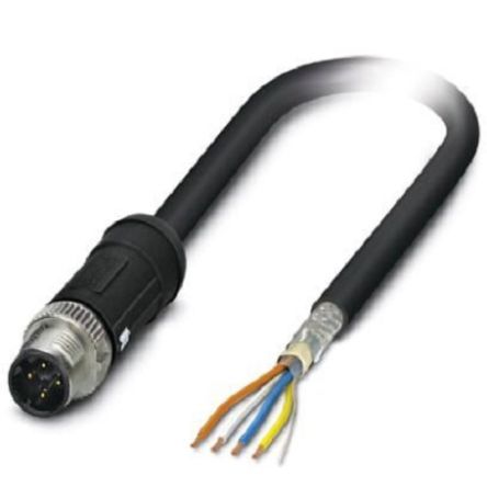 Phoenix Contact, 2m Cat5, Black M12 to Male Unterminated, Shielded Shielded, Terminated [1407339]; 255-8541