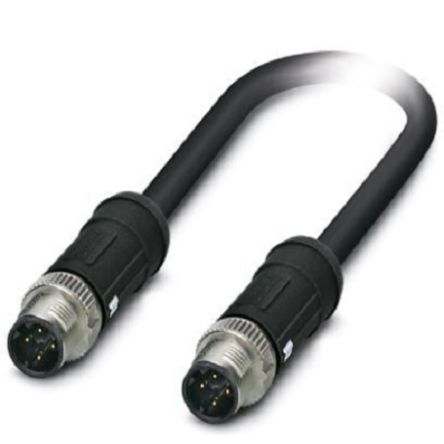 Phoenix Contact, 2m Cat5, Black M12 to Male M12 Male, Shielded Shielded, Terminated [1407342]; 255-8544