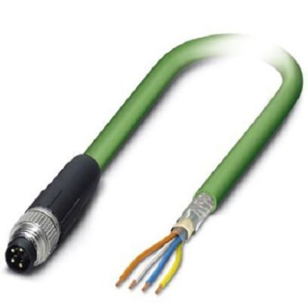 Phoenix Contact, 2m Cat5, Green M8 to Male Unterminated, Shielded Shielded, Terminated [1407345]; 255-8548