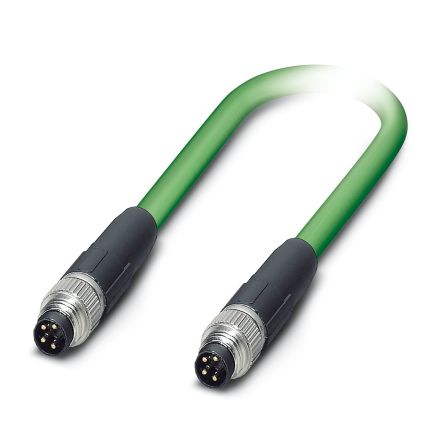 Phoenix ContactNBC, 1m Cat5, Green M8 to Male M8 Male, Shielded Shielded, Terminated PVC Sheath [1407348]; 255-8552