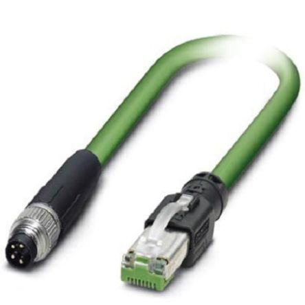 Phoenix Contact, 10m Cat5, Green M8 to Male RJ45 Male, Shielded Shielded, Terminated [1407355]; 255-8556