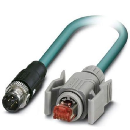 Phoenix Contact, 1m Cat5, Blue M12 to Male RJ45 Male, Shielded Shielded, Terminated [1407364]; 255-8559
