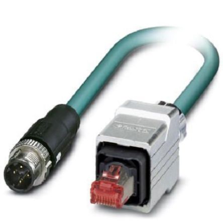 Phoenix Contact, 2m Cat5, Blue M12 to Male RJ45 Male, Shielded Shielded, Terminated [1407369]; 255-8564