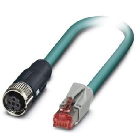 Phoenix Contact, 10m Cat5, Blue M12 to Female RJ45 Male, Shielded Shielded, Terminated [1407387]; 255-8580