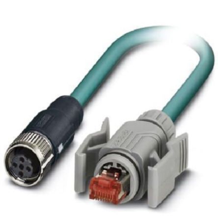 Phoenix Contact, 5m Cat5, Blue M12 to Female RJ45 Male, Shielded Shielded, Terminated [1407390]; 255-8583