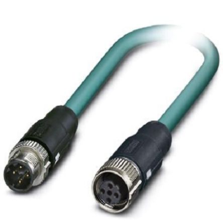 Phoenix Contact, 1m Cat5, Blue M12 to Male M12 Female, Shielded Shielded, Terminated [1407400]; 255-8593