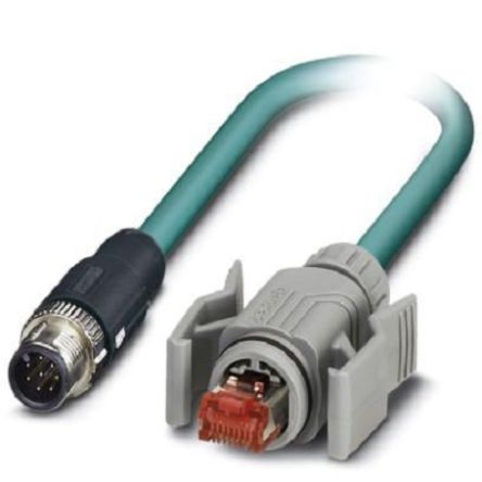 Phoenix Contact, 2m Cat5, Blue M12 to Male RJ45 Male, Shielded Shielded, Terminated [1407423]; 255-8602