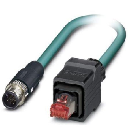 Phoenix Contact, 10m Cat5, Blue M12 to Male RJ45 Male, Shielded Shielded, Terminated [1407433]; 255-8612