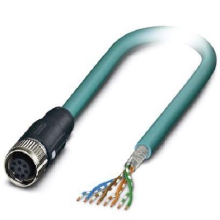 Phoenix Contact, 10m Cat5, Blue M12 to Female Unterminated, Shielded Shielded, Terminated [1407442]; 255-8619