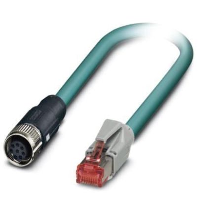 Phoenix Contact, 5m Cat5, Blue M12 to Female RJ45 Male, Shielded Shielded, Terminated [1407445]; 255-8621