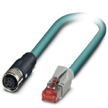 Phoenix Contact, 10m Cat5, Blue M12 to Female RJ45 Male, Shielded Shielded, Terminated [1407446]; 255-8622