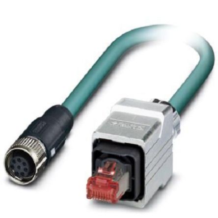 Phoenix Contact, 5m Cat5, Blue M12 to Female RJ45 Male, Shielded Shielded, Terminated [1407457]; 255-8629
