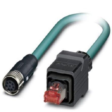 Phoenix Contact, 2m Cat5, Blue M12 to Female RJ45 Male, Shielded Shielded, Terminated [1407460]; 255-8633