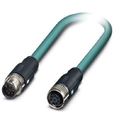 Phoenix Contact, 1m Cat5, Blue M12 to Male M12 Female, Shielded Shielded, Terminated [1407463]; 255-8636
