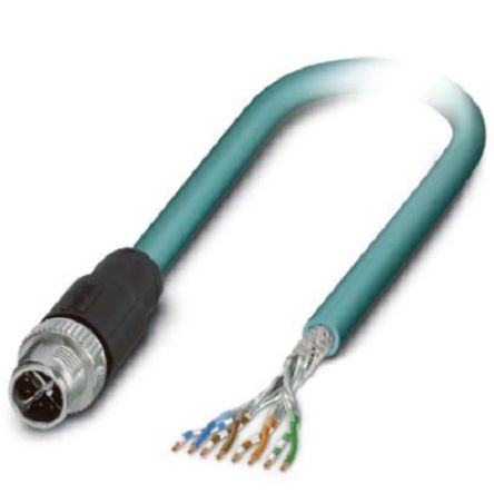 Phoenix Contact, 2m Cat6a, Blue M12 to Male Unterminated, Shielded Shielded, Terminated [1407468]; 255-8639