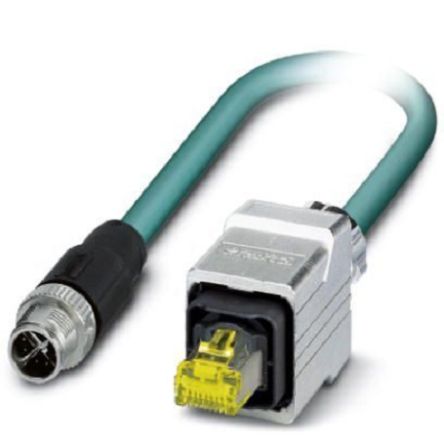 Phoenix Contact, 5m Cat6a, Blue M12 to Male RJ45 Male, Shielded Shielded, Terminated [1407477]; 255-8644