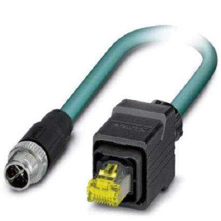 Phoenix Contact, 5m Cat6a, Blue M12 to Male RJ45 Male, Shielded Shielded, Terminated [1407480]; 255-8647