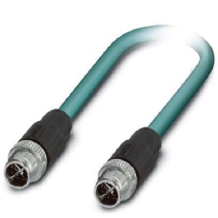 Phoenix Contact, 2m Cat6a, Blue M12 to Male M12 Male, Shielded Shielded, Terminated [1407484]; 255-8650