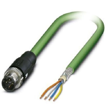 Phoenix Contact, 1m Cat5, Blue M12 to Male Unterminated Male, Shielded Shielded, Terminated [1407495]; 255-8653