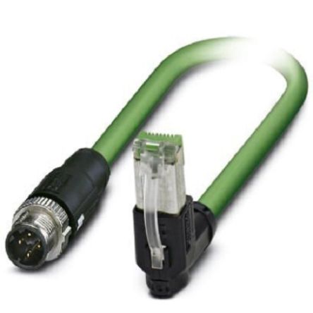 Phoenix Contact, 5m Cat5, Green M12 to Male RJ45 Male, Shielded Shielded, Terminated [1407510]; 255-8660