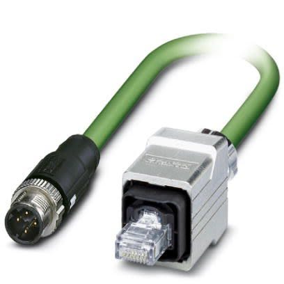 Phoenix Contact, 5m Cat5, Green M12 to Male RJ45 Male, Shielded Shielded, Terminated [1407518]; 255-8663