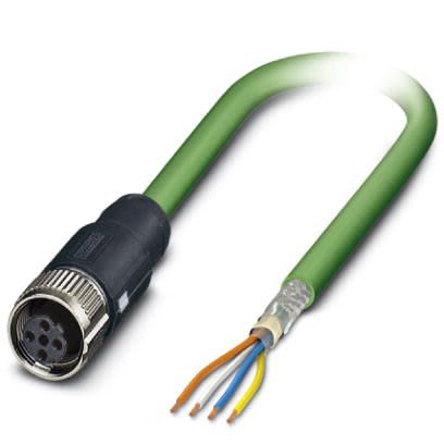 Phoenix Contact, 5m Cat5, Green M12 to Female Unterminated, Shielded Shielded, Terminated [1407530]; 255-8674