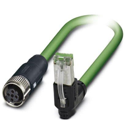 Phoenix Contact, 1m Cat5, Green M12 to Female RJ45 Male, Shielded Shielded, Terminated [1407536]; 255-8679