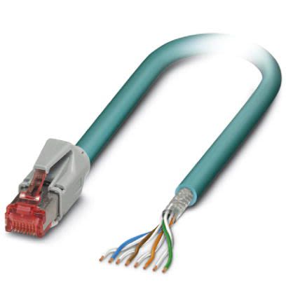 Phoenix Contact, 5m Cat5, Blue RJ45 to Male Unterminated, Shielded Shielded, Terminated [1407699]; 255-8694