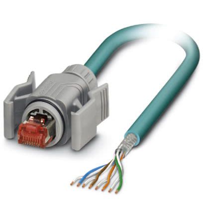 Phoenix Contact, 5m Cat5, Blue RJ45 to Male Unterminated, Shielded Shielded, Terminated [1407725]; 255-8695
