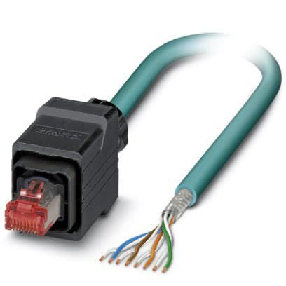 Phoenix Contact, 5m Cat5, Blue RJ45 to Male Unterminated, Shielded Shielded, Terminated [1407819]; 255-8699