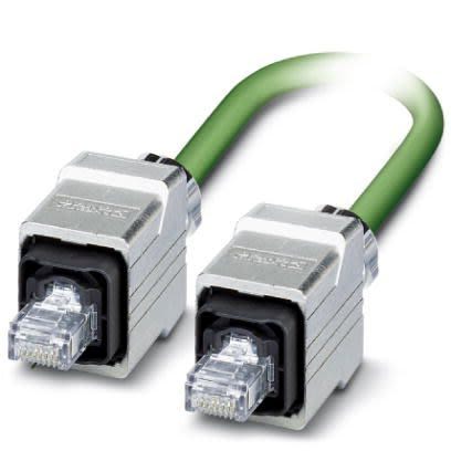Phoenix Contact, 1m Cat5e, Green RJ45 to Male RJ45 Male, Shielded Shielded, Terminated [1408974]; 255-8735