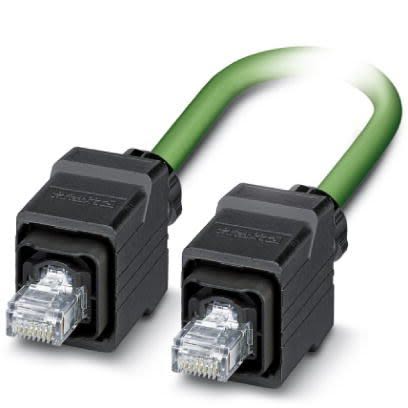 Phoenix Contact, 5m Cat5e, Green RJ45 to Male RJ45 Male, Shielded Shielded, Terminated [1408977]; 255-8738