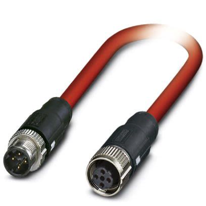 Phoenix Contact, 10m Cat5, Red M12 to Male M12 Female, Shielded Shielded, Terminated [1411548]; 255-8753
