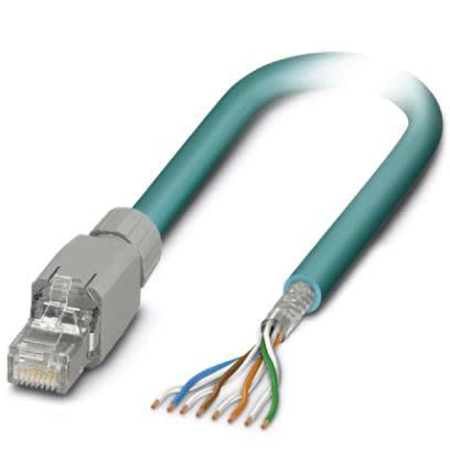Phoenix Contact, 5m Cat5, Blue RJ45 to Male Unterminated, Shielded Shielded, Terminated [1412655]; 255-8760