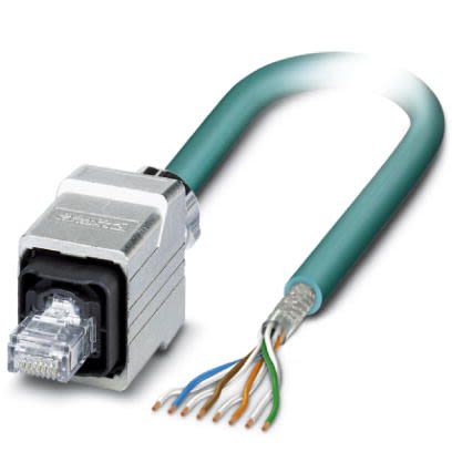 Phoenix Contact, 2m Cat5, Blue RJ45 to Male Unterminated, Shielded Shielded, Terminated [1412736]; 255-8762