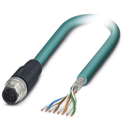 Phoenix Contact, 2m Cat5, Blue M12 to Male Unterminated, Shielded Shielded, Terminated [1412794]; 255-8764
