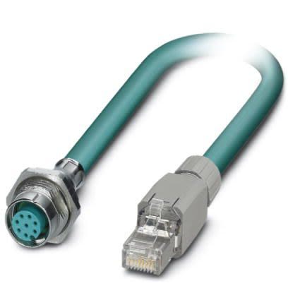 Phoenix Contact, 2m Cat5, Blue M12 to Female RJ45, Shielded Shielded, Terminated [1413095]; 255-8770