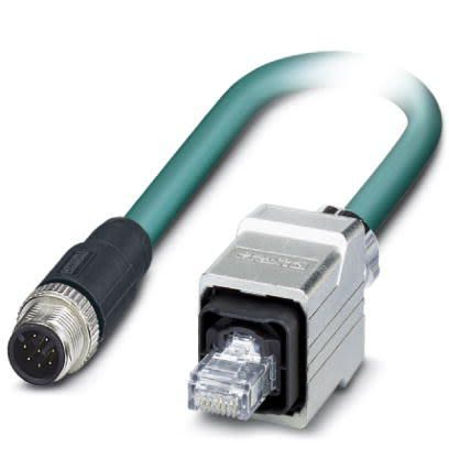 Phoenix Contact, 2m Cat5, Blue M12 to Male RJ45 Male, Shielded Shielded, Terminated [1413560]; 255-8774