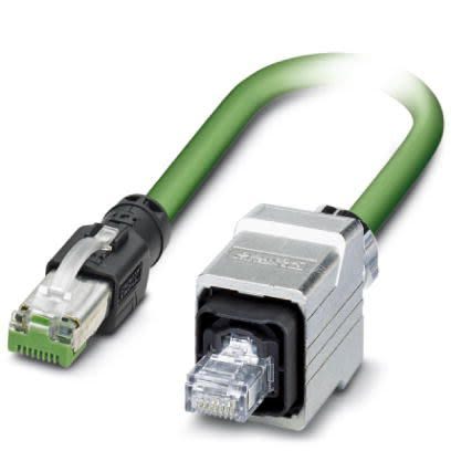 Phoenix Contact, 5m Cat5e, Green RJ45 to Male RJ45 Male, Shielded Shielded, Terminated [1416138]; 255-8779