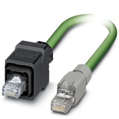Phoenix Contact, 5m Cat5e, Green RJ45 to Male RJ45 Male, Shielded Shielded, Terminated [1416141]; 255-8780