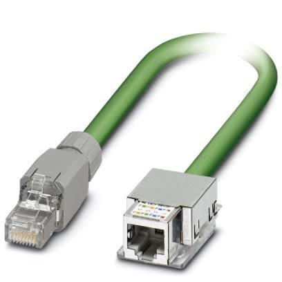 Phoenix Contact, 2m Cat5e, Green RJ45 to Male RJ45 Female, Shielded Shielded, Terminated [1416173]; 255-8787