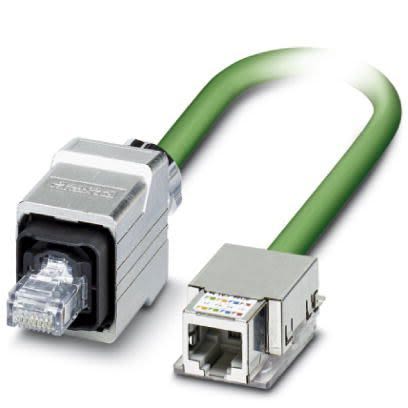 Phoenix Contact, 2m Cat5e, Green RJ45 to Male RJ45 Female, Shielded Shielded, Terminated [1416176]; 255-8788